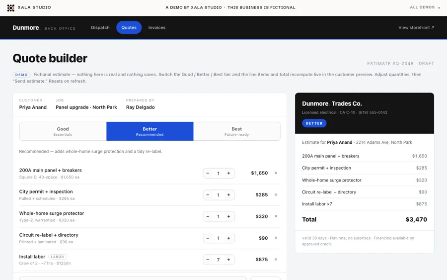 Cotizador que hicimos para una empresa de servicios técnicos