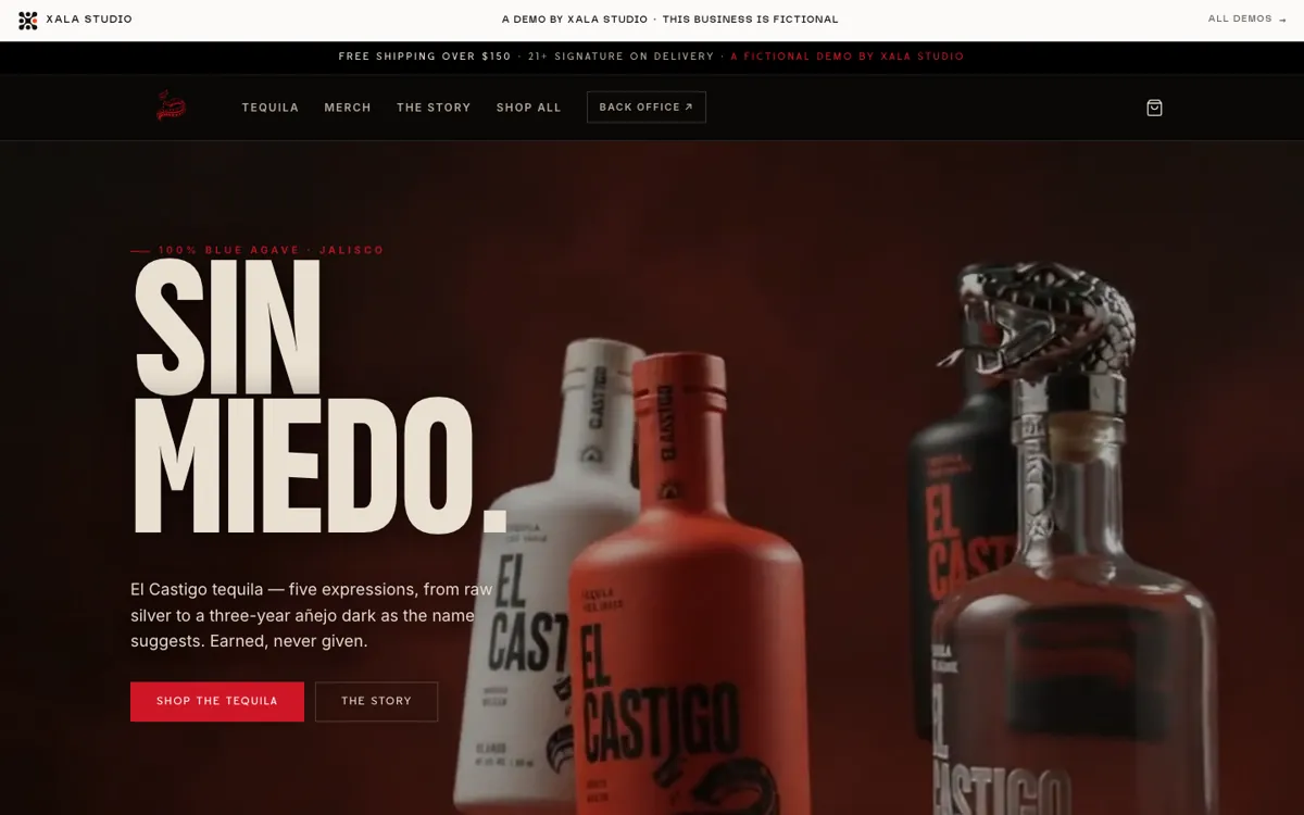 Sitio demo de la tienda de tequila El Castigo