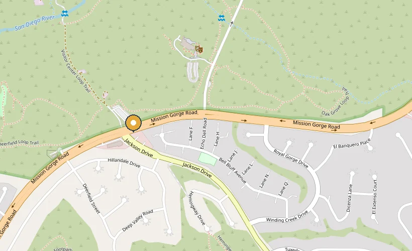 Map showing Valley Vista Motors at 5640 Mission Gorge Road, San Diego
