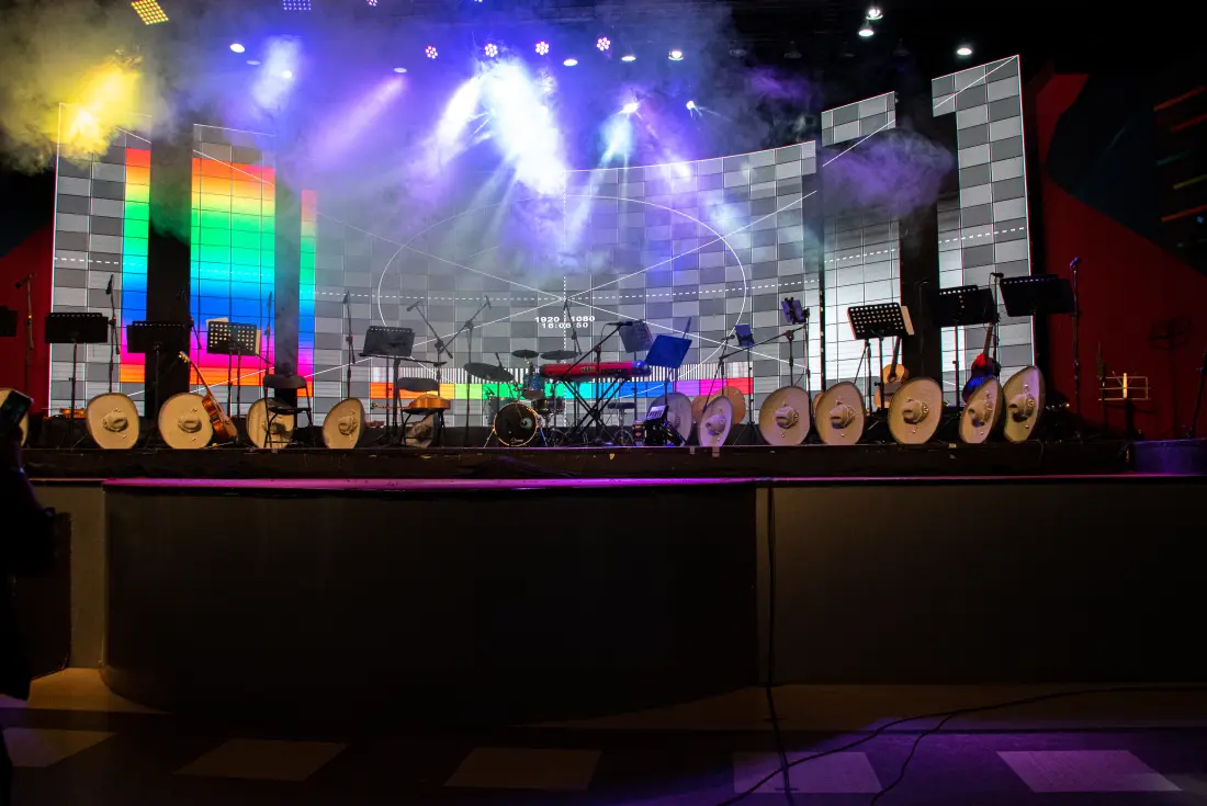 Stage and AV set for a presentation