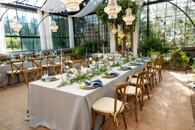 The Garden Room set for cocktails