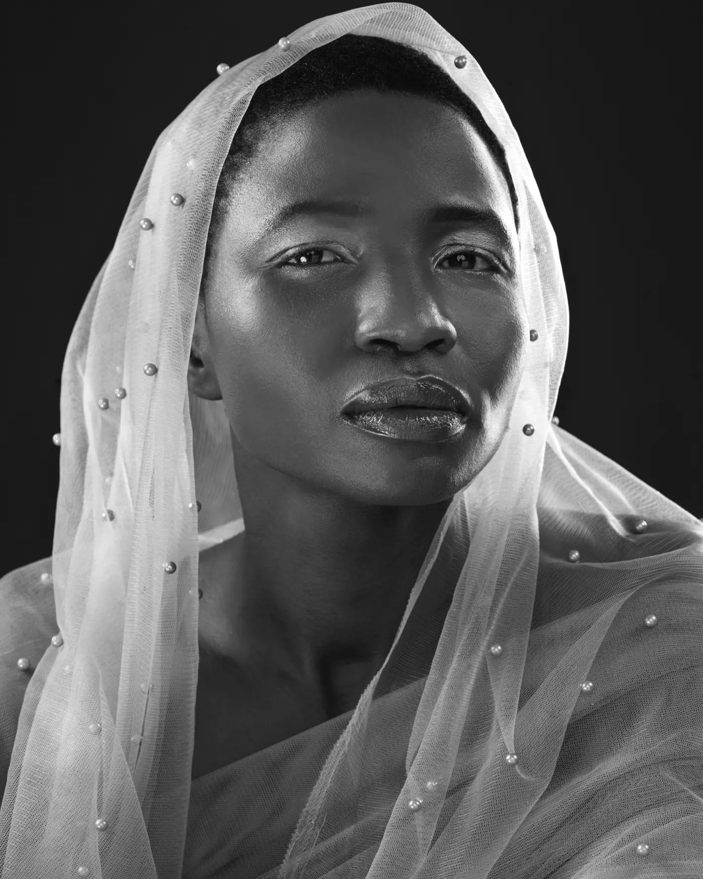 Sample plate — a close editorial portrait, treated monochrome