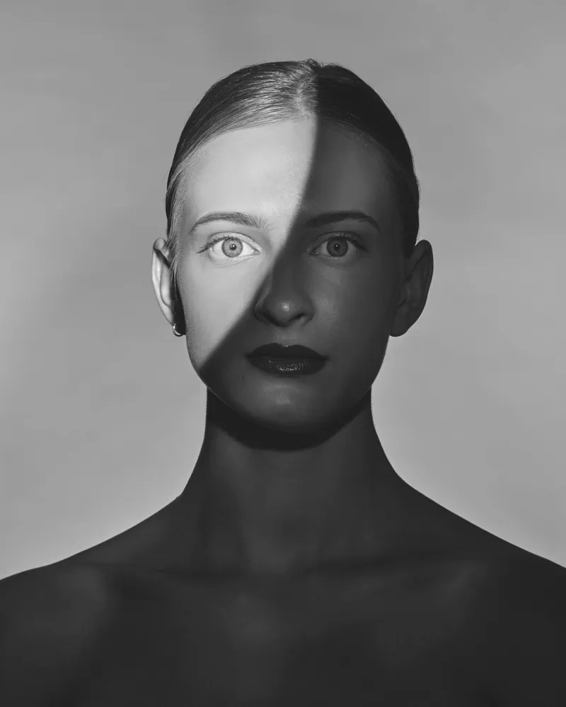 Sample plate — a costume portrait, treated monochrome