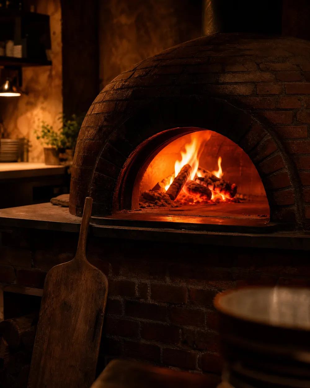 Sample imagery — a warm oven room with flour-dusted counters