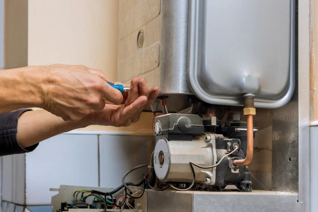 Tankless water heater installation.